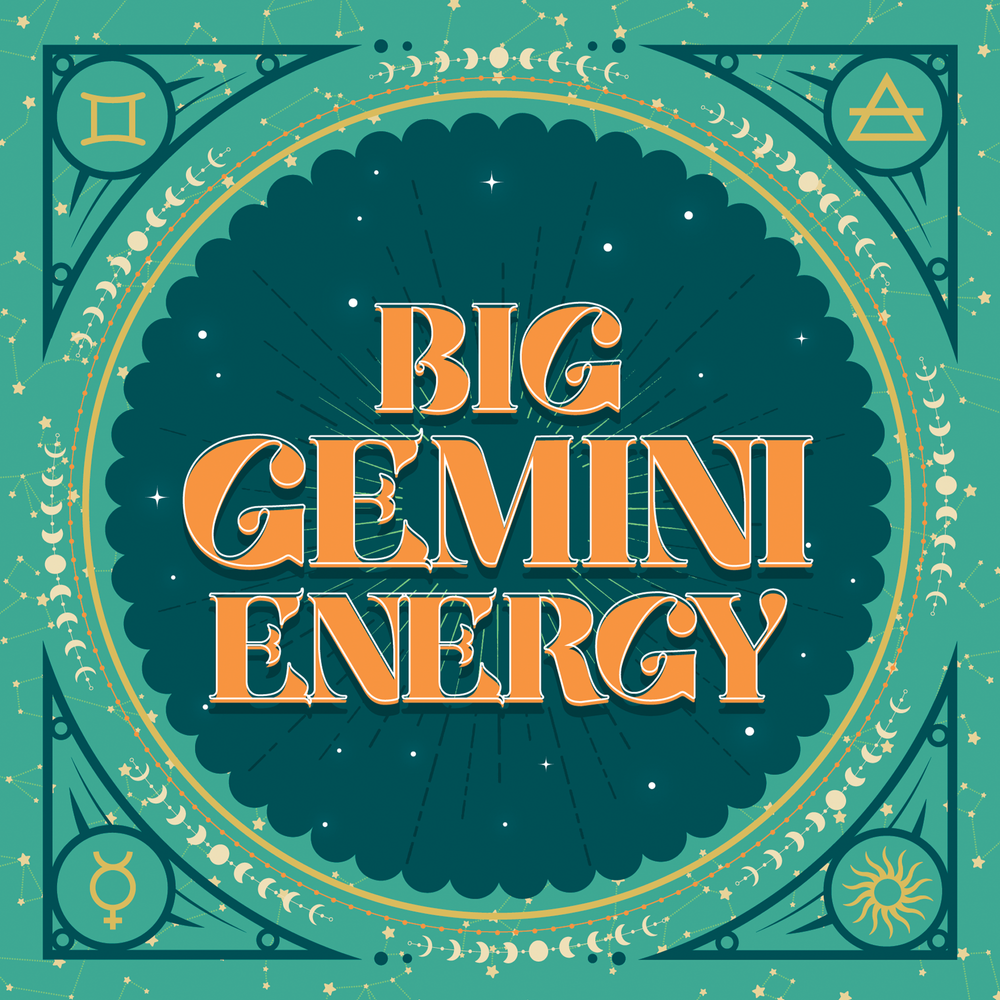 BIG GEMINI ENERGY - Greeting Card — Shaven Raven Designs Online Store